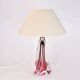 Lampe de table en verre rose Val St Lambert du milieu du siècle