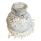 Abat-jour vintage en crochet blanc à franges