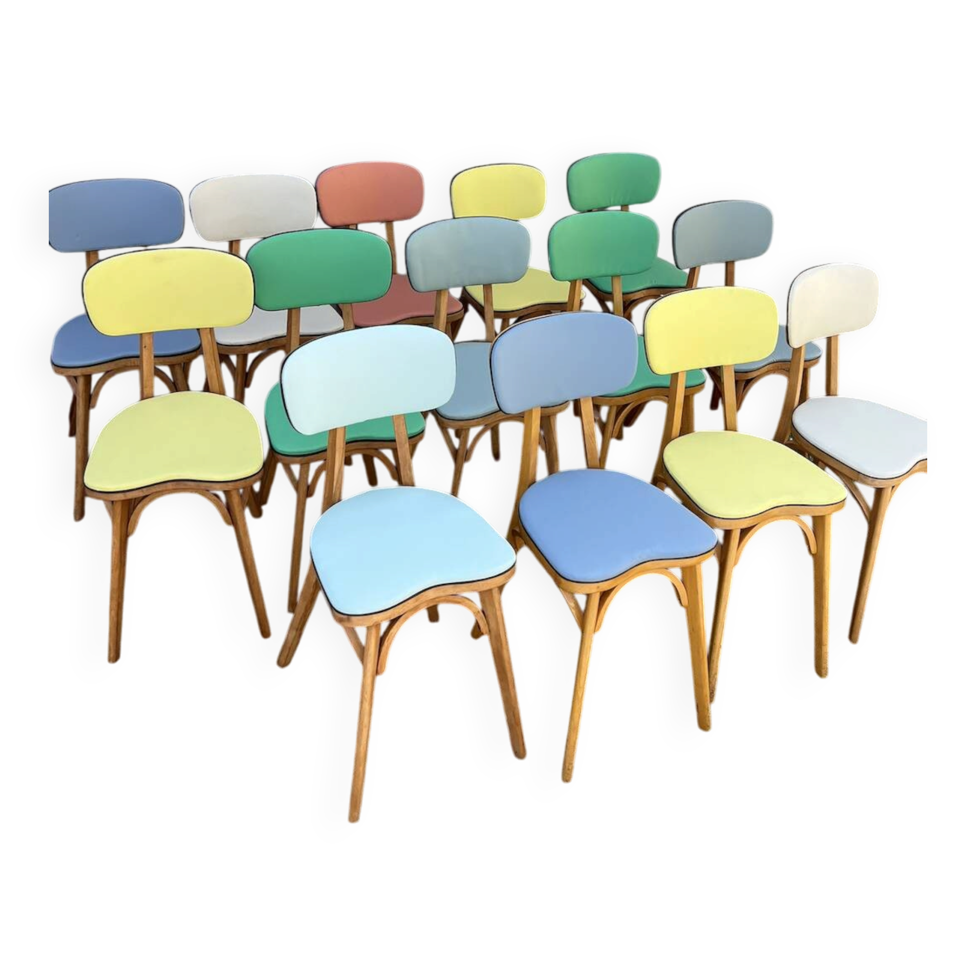 (lot) 14 Heart Compass Multicoloured Chairs