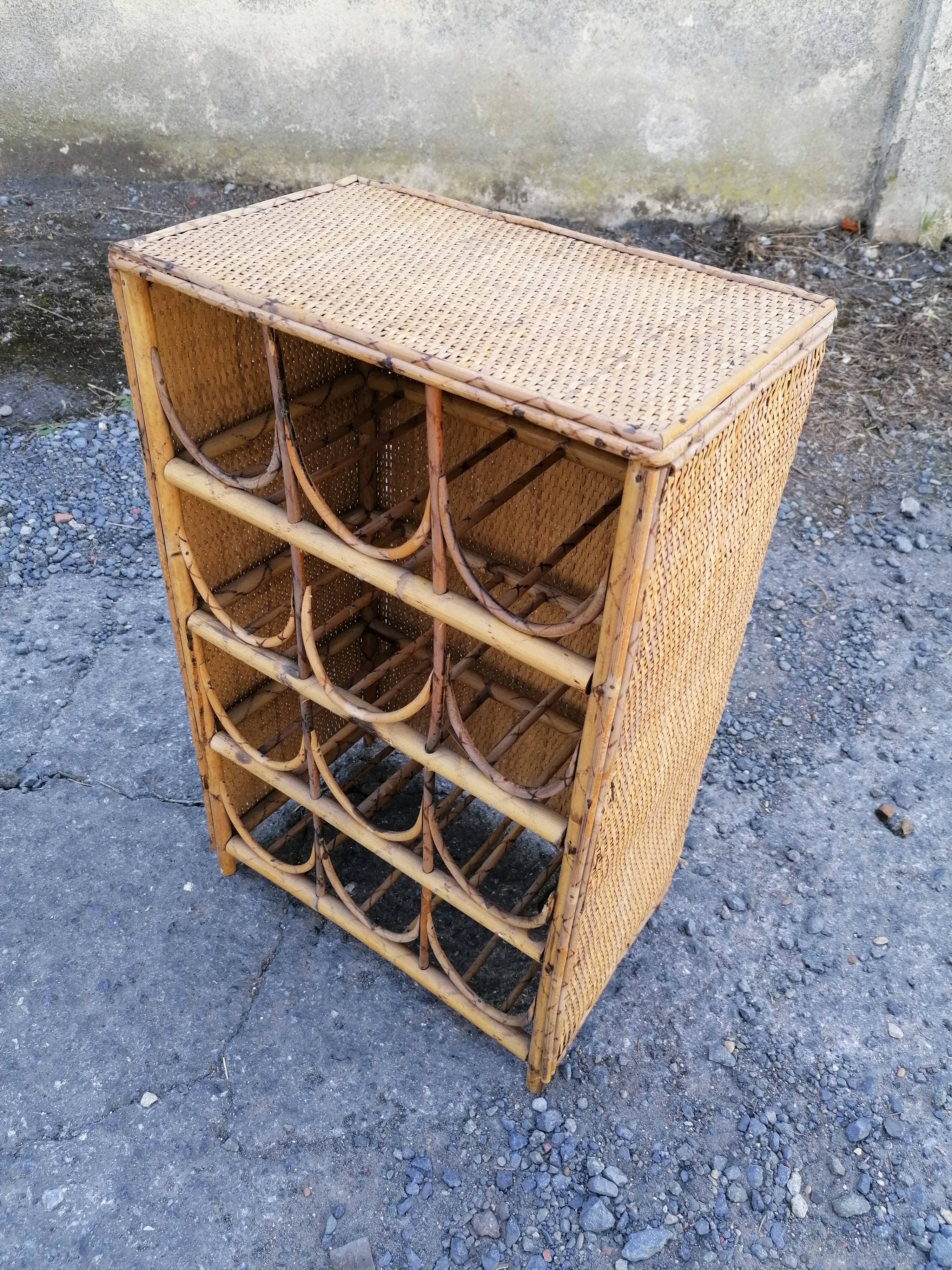 Vintage bamboo rattan bottle holder