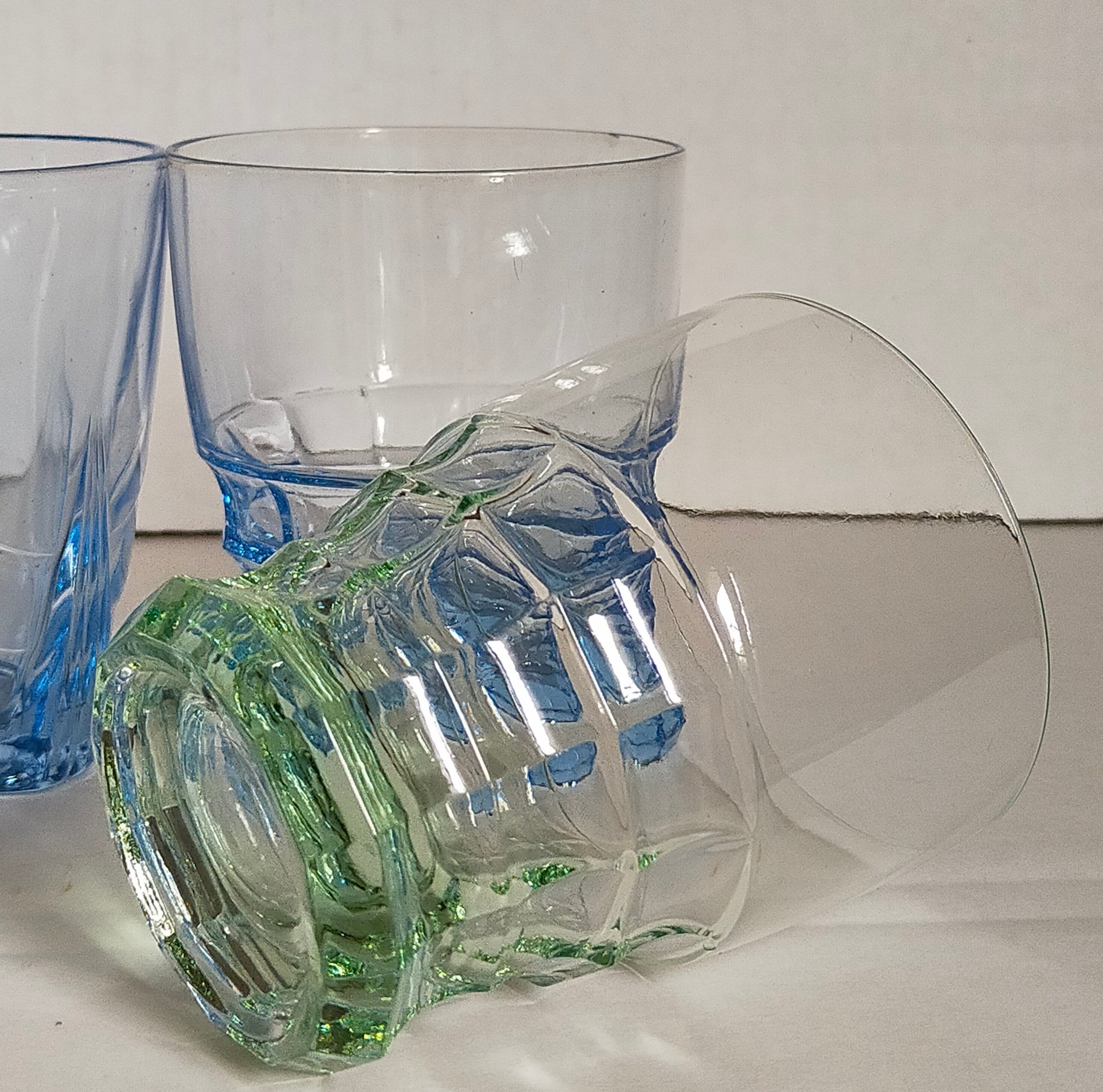 Nine colored art-deco glasses 40s