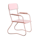 Chaise enfant en bois et métal peints en rose