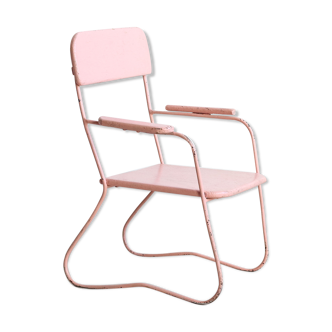Wooden and metal children's chair painted pink