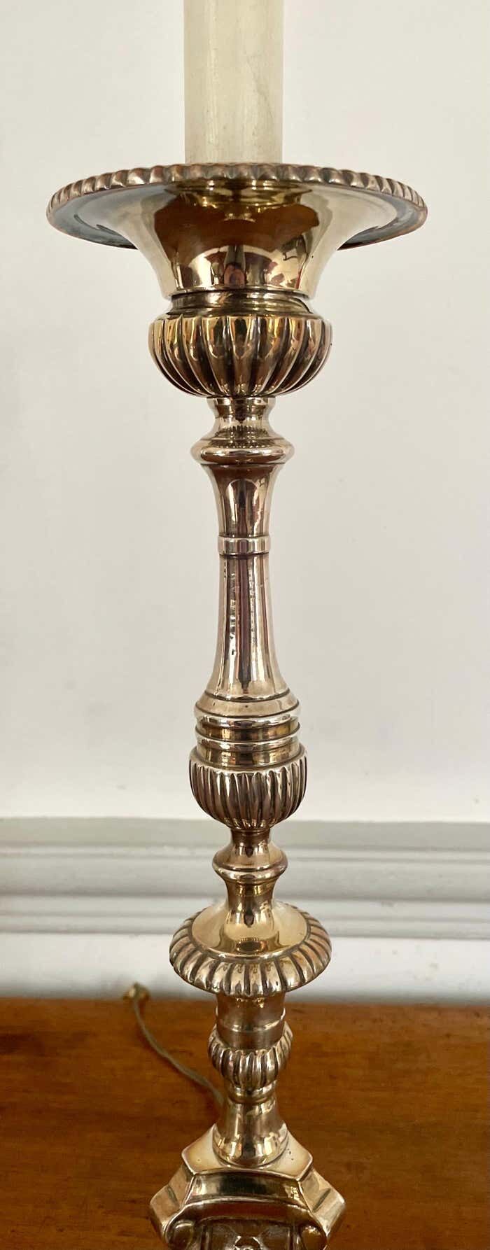 Pair of Louis XIV style table lamp from the 19th century in silver metal