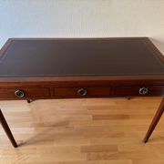 Louis XVI style flat desk "Coubertin" in mahogany reissue by Grange