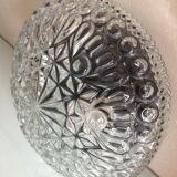 Structured glass round ceiling lamp vintage 60s-70s