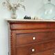 Louis-Philippe XIX walnut commode, twisted columns and marble.