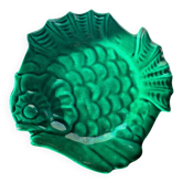Assiette vintage verte poisson lunetta vallauris
