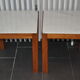 Pair of wooden and marble side tables