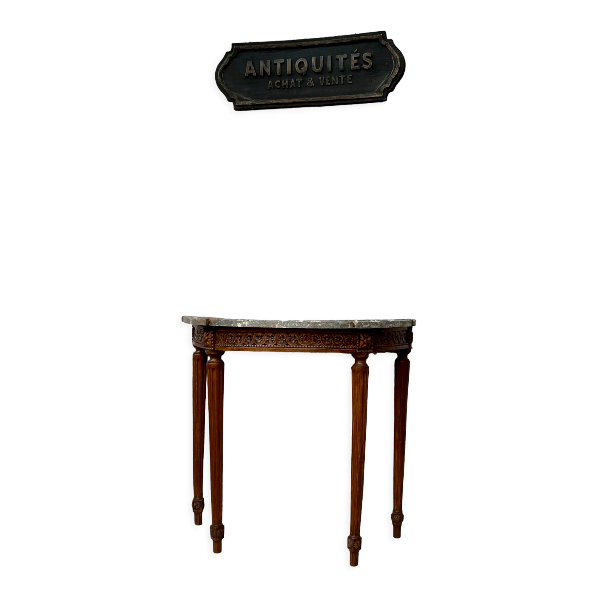 Console half moon natural wood period Louis XVI XVIII th century