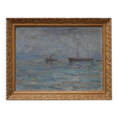 Paysage marin avec des voiliers - Herman Van den Berghe, vers 1900-1920