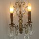 Grande paire d'appliques murales françaises vintage en bronze avec cristaux assortis 5514