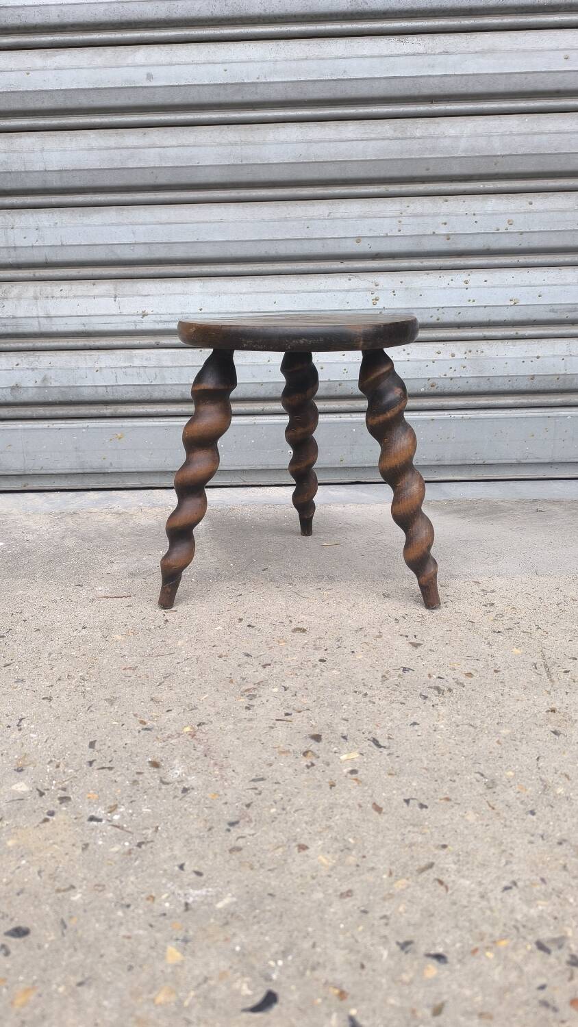 Turned wooden tripod stool