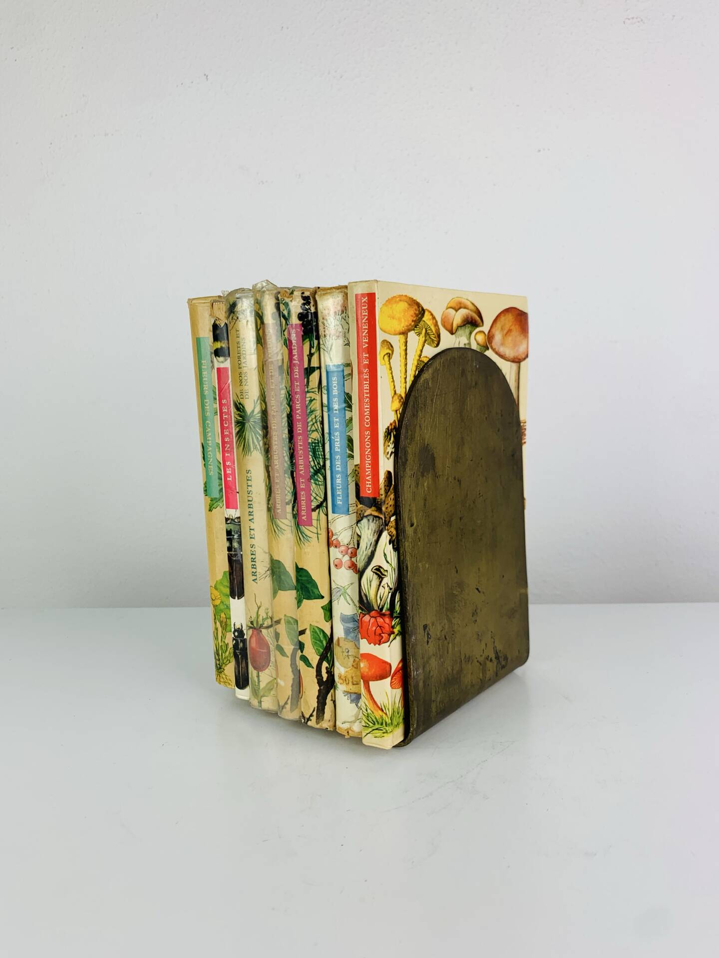 Pair of minimalist vintage raw brass bookends