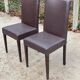 2 Italian Vega chairs in brown leather with high back