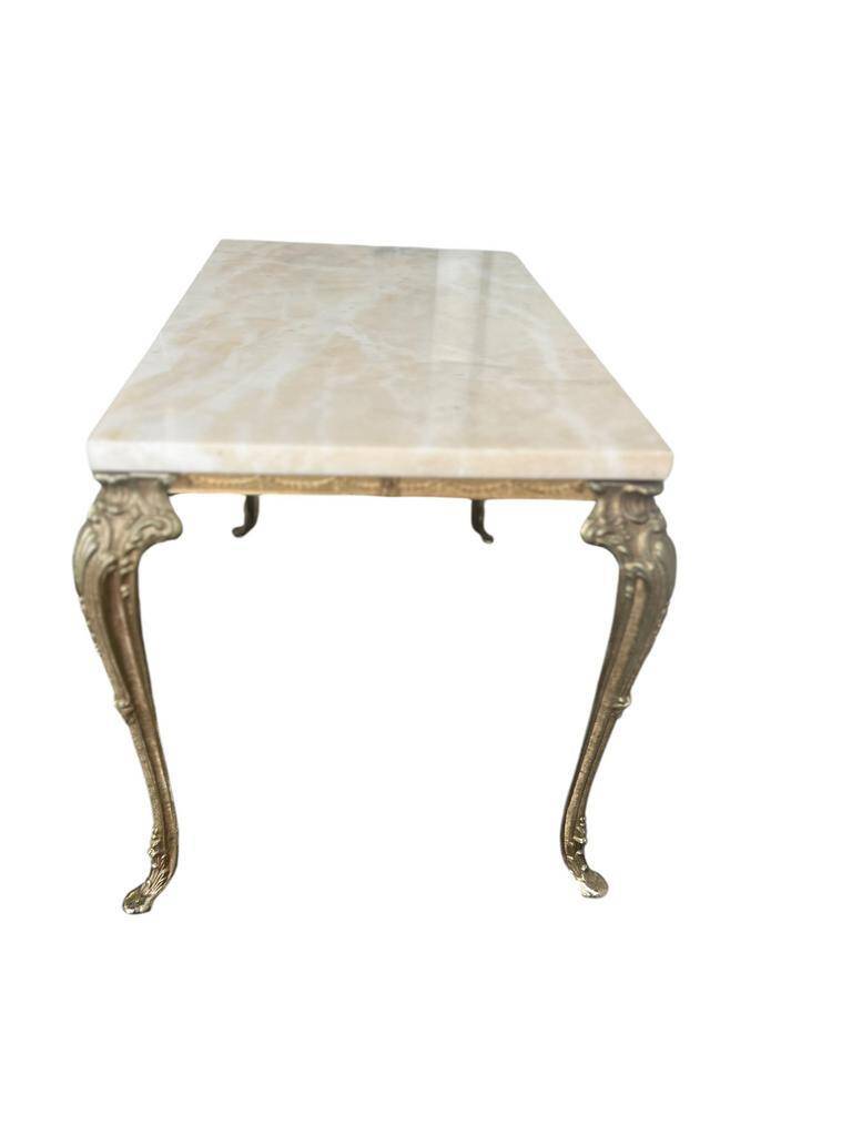 Table basse vintage en marbre et laiton