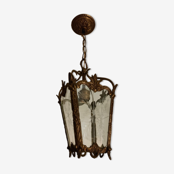 Vestibule lantern in bronze and engraved glasses