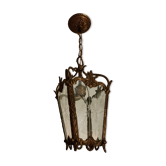 Lanterne de vestibule en bronze et verres gravés
