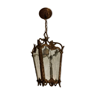 Vestibule lantern in bronze and engraved glasses