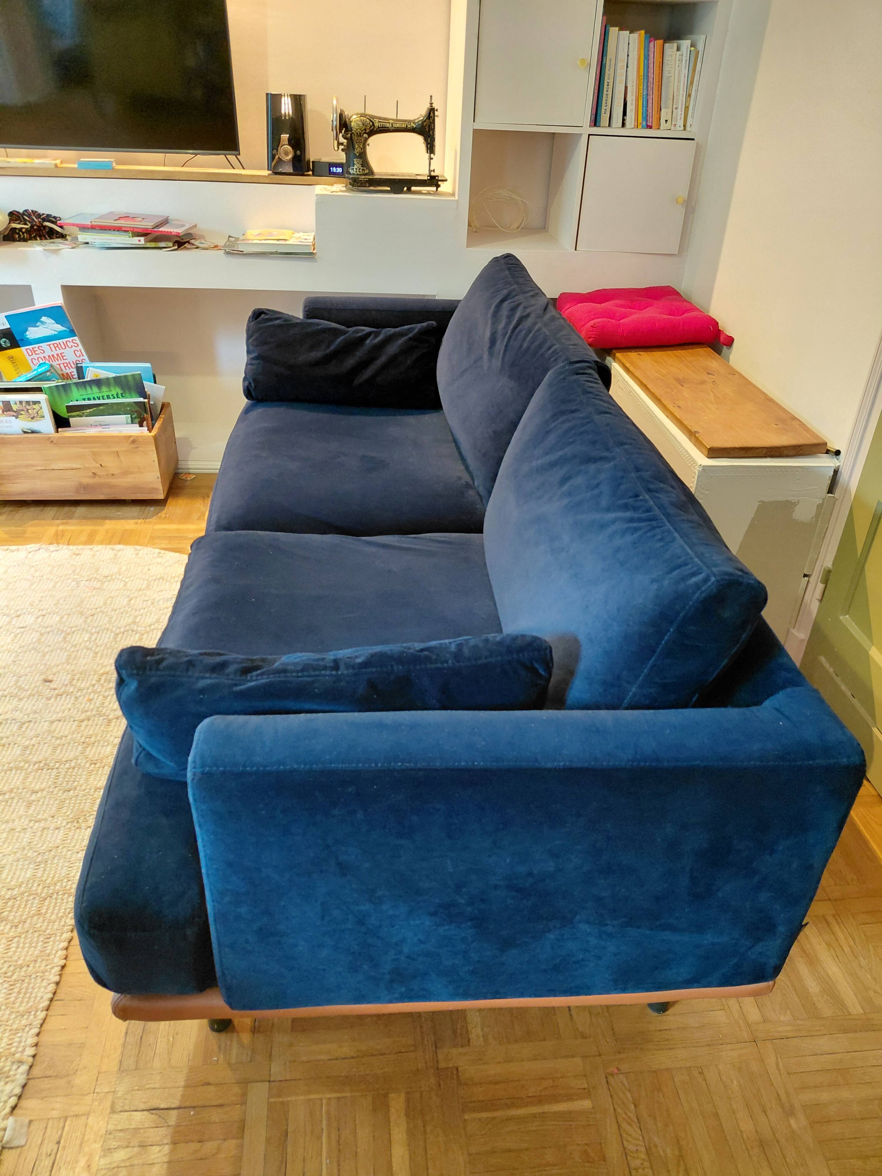 Blue velvet sofa Baci Habitat 3-seater