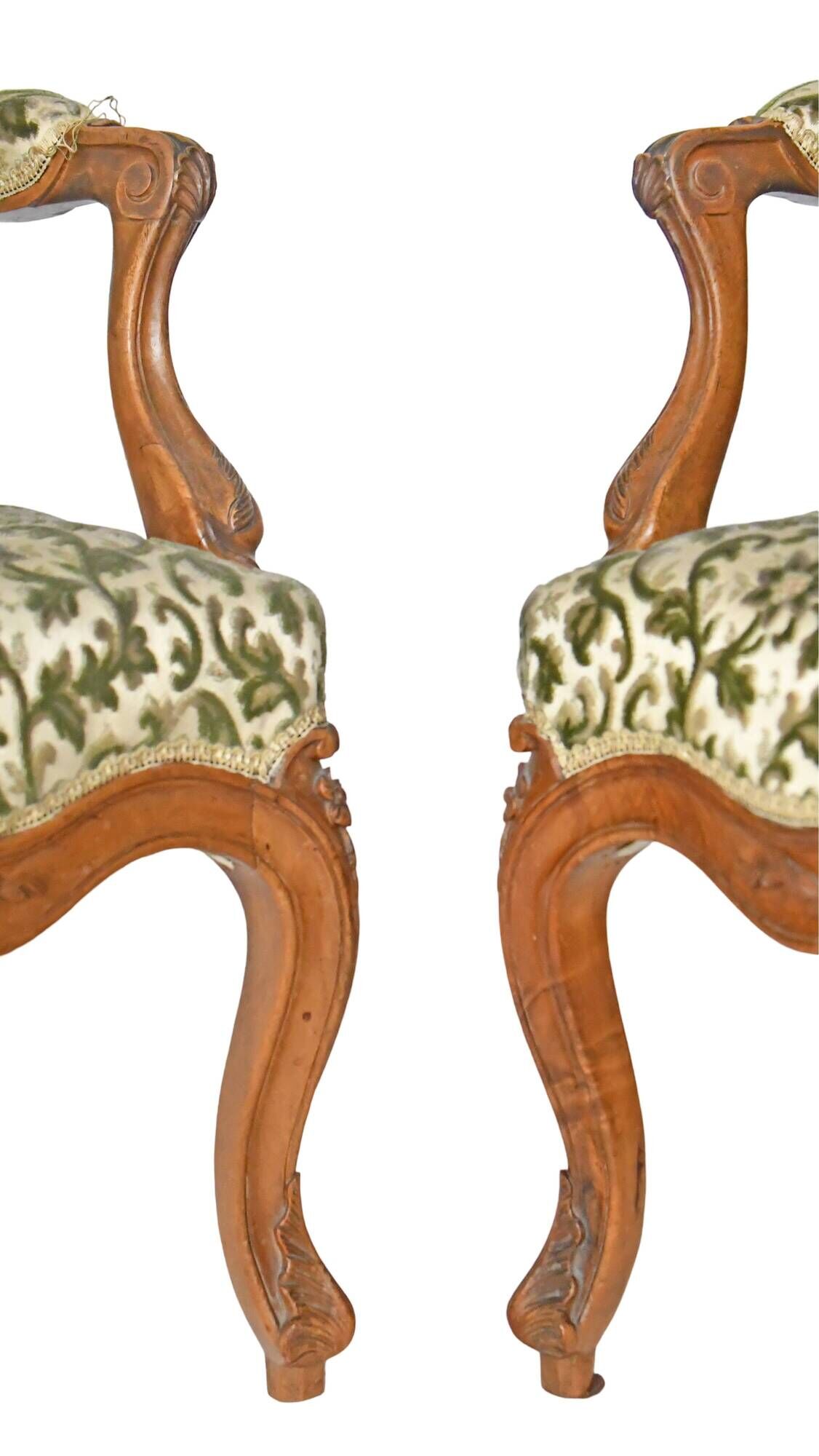 Pair of Louis XV style cabriolet armchairs