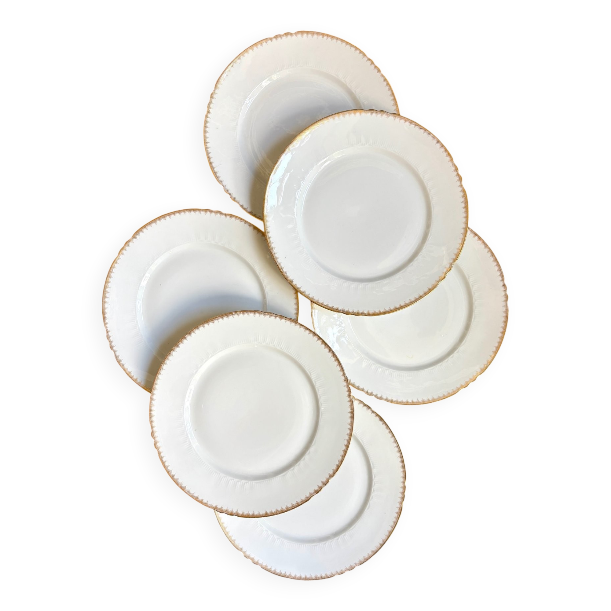 6 gold Limoges porcelain dessert plates