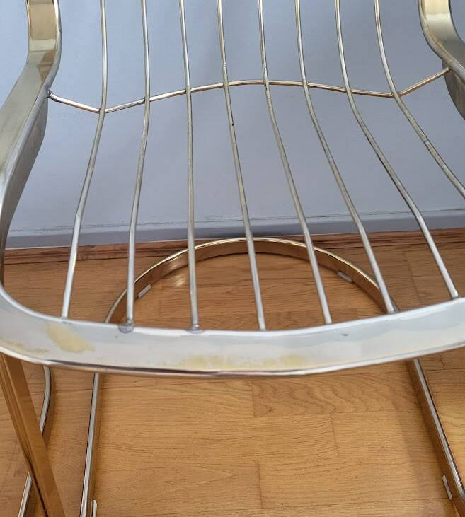 Golden metal chairs Cidue Italy 1970