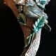 Vase cornet bouquetière barbotine rose oiseau et fleurs