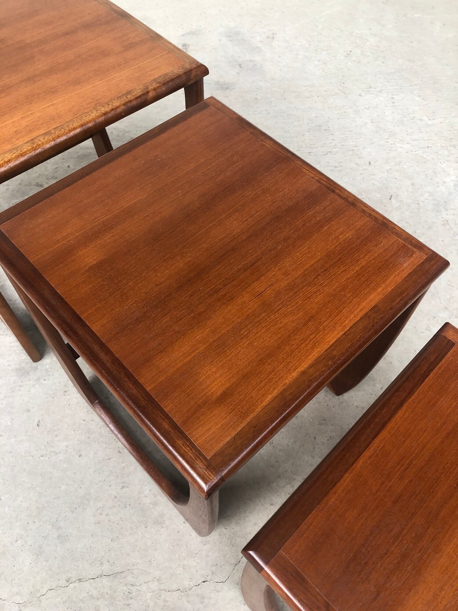 Vtg Mid Century Quadrille Teak Sunelm Nest Of Tables Side Coffee Table Danish