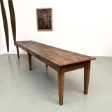 XXL farmhouse table 4 metres in solid pine - 6 legs - 1950s