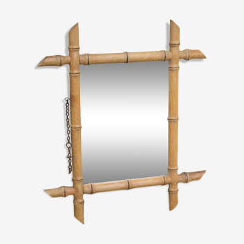 Miroir de barbier bambou dans le style des années 30 31x24cm