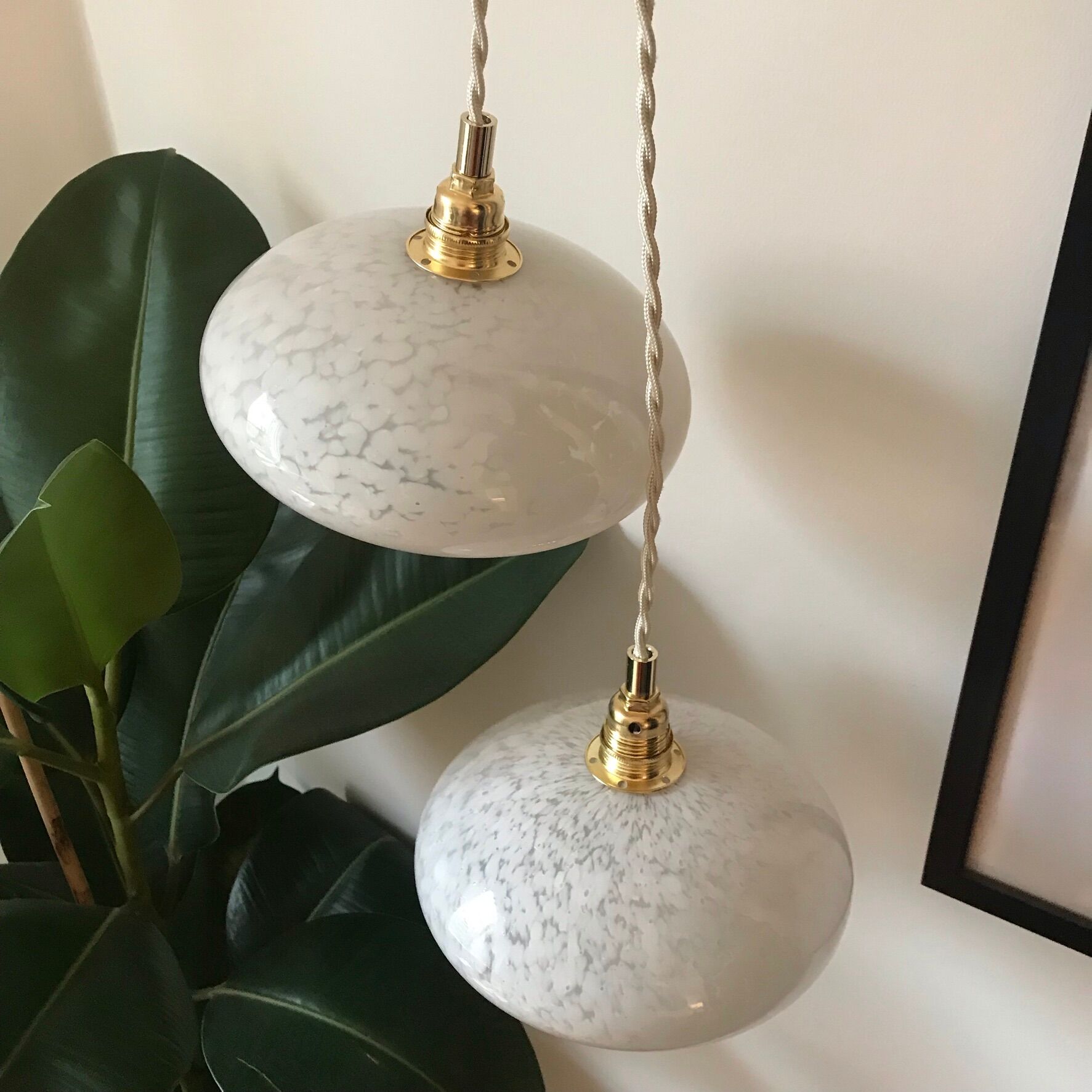 Art Deco glass pendant lamp from Clichy 30s