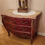 Louis XV style chest of drawers marble and rosewood