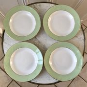 4 hollow plates Saint-Amand 60s pastel almond green