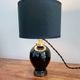 Lampe de table vintage en opaline noire avec abat-jour en velours neuf