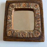Arts & crafts 1970 mirror in incised resin
