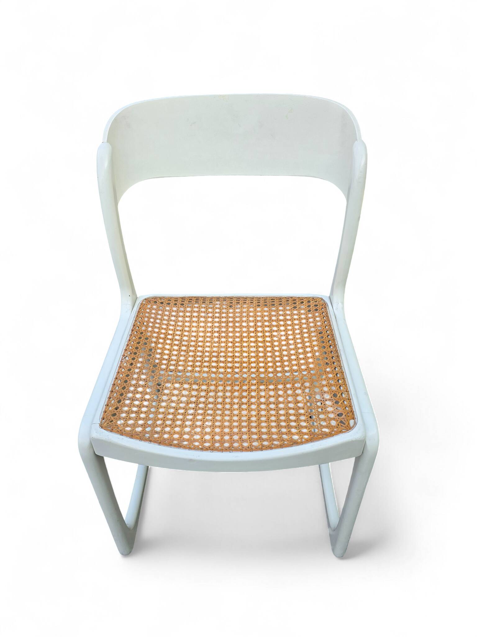 Set of 5 white Baumann "Sleigh" chairs