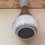Ancien Vase Céramique Multicolore Vert & Beige Vintage