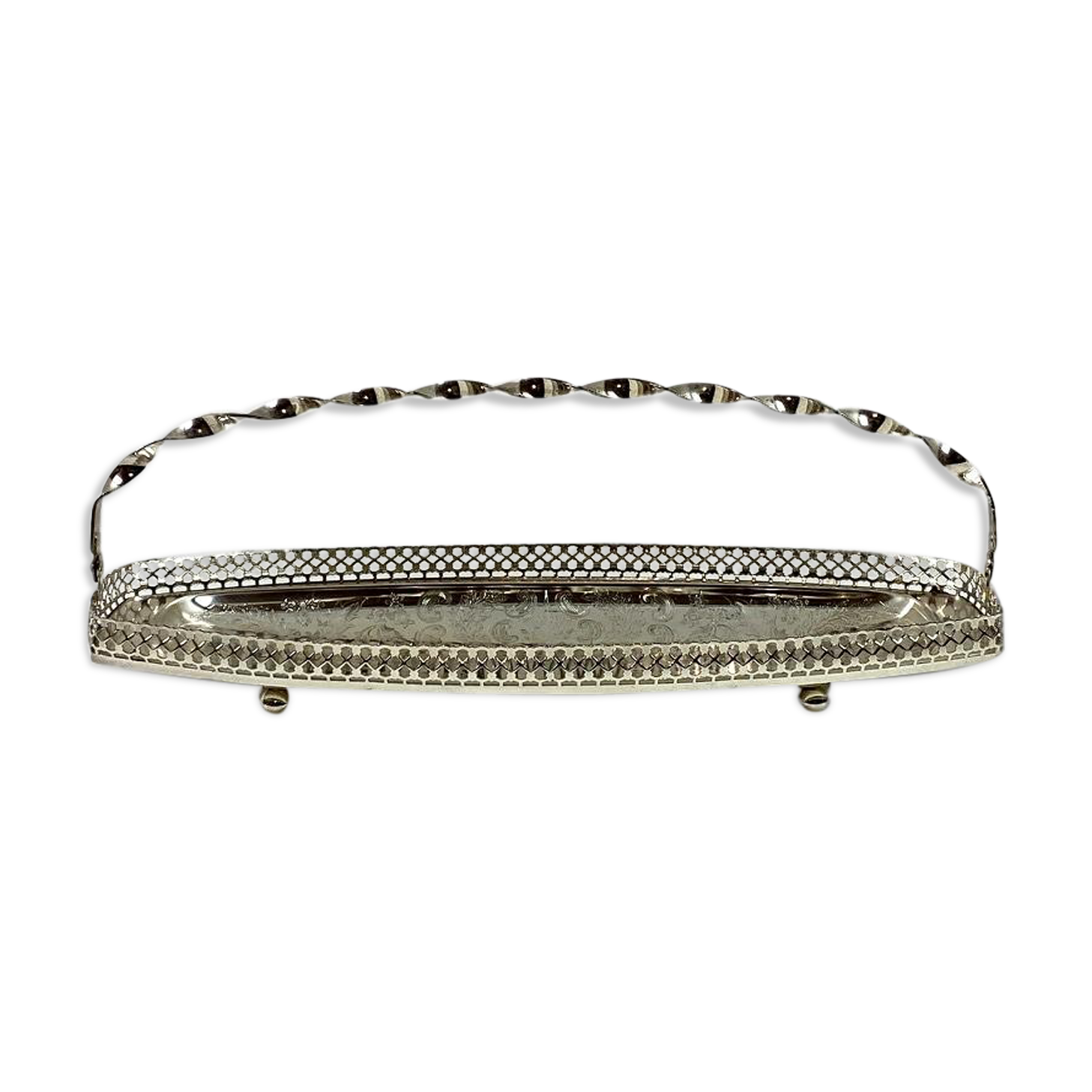 Chrome metal oval tray