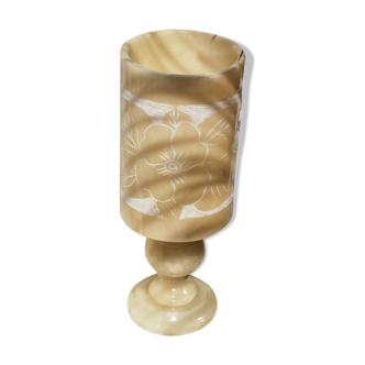 Table lamp alabaster floral pattern