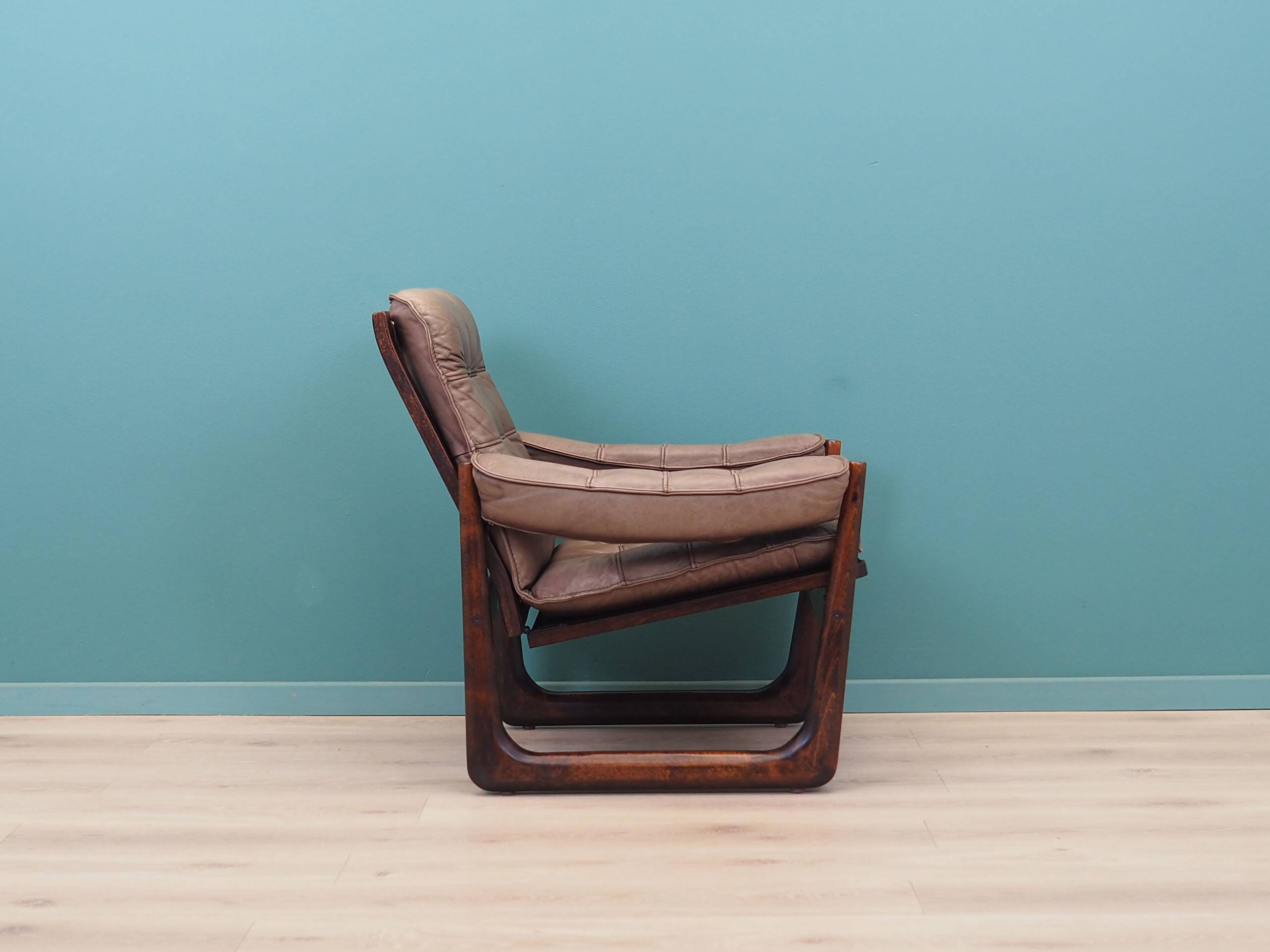 Leather armchair, Danish design, 1960s, manufactured by Genega Møbler