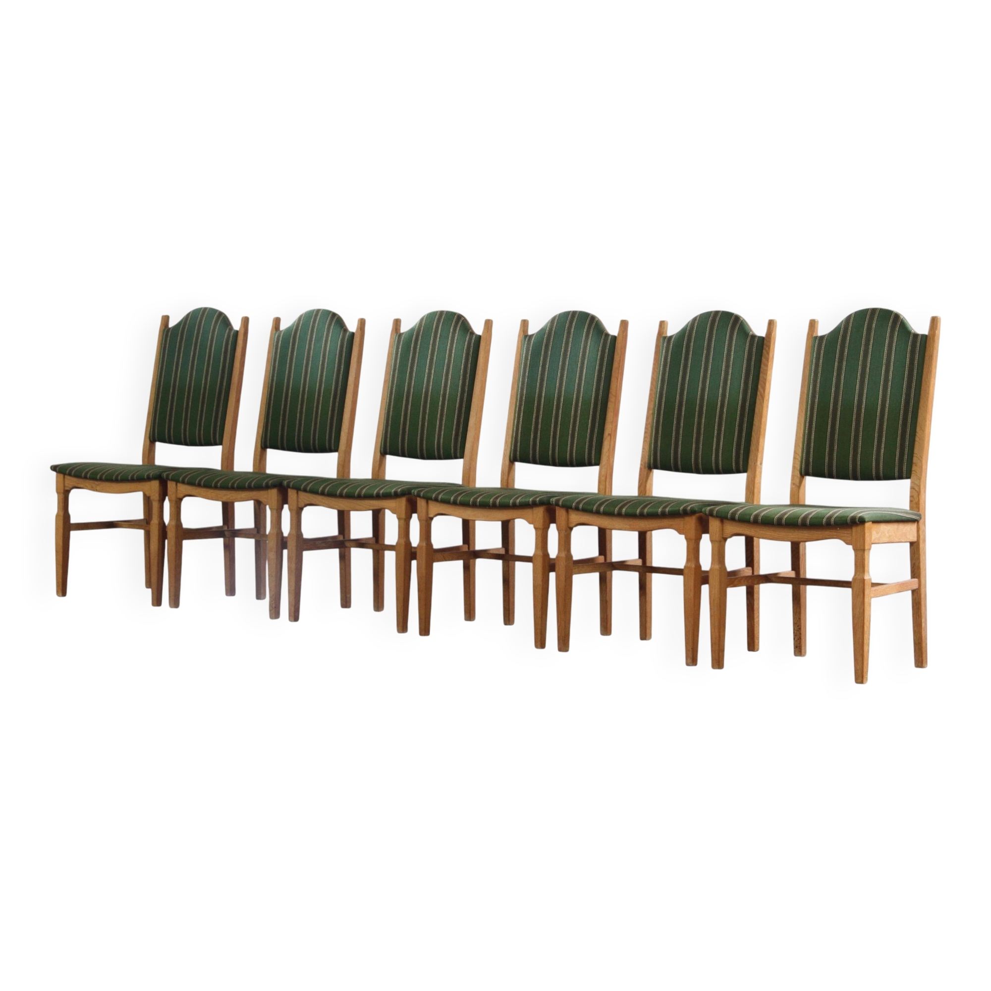 Vintage Danish Oak Dining Chairs, Henning Kjærnulf Style, 1960s, Set of 6