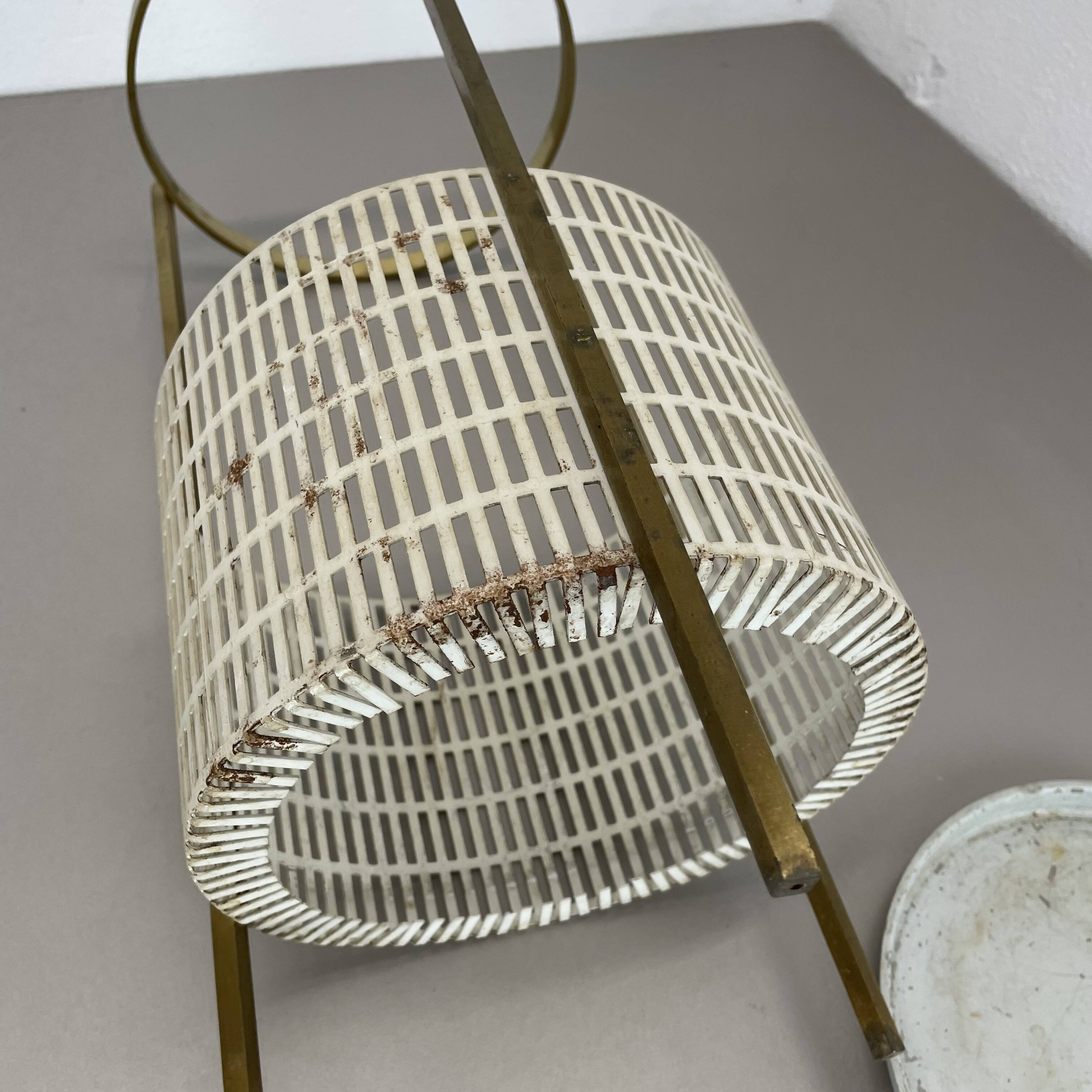 Midcentury Brass Mategot Style Hollywood Regency Umbrella Stand, France 50s