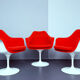 Tulip chair – swivel armchair red, by Eero Saarinen for Knoll International, Italy, 1960s