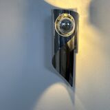 Pair of vintage wall lights, chrome metal, France, 1970.