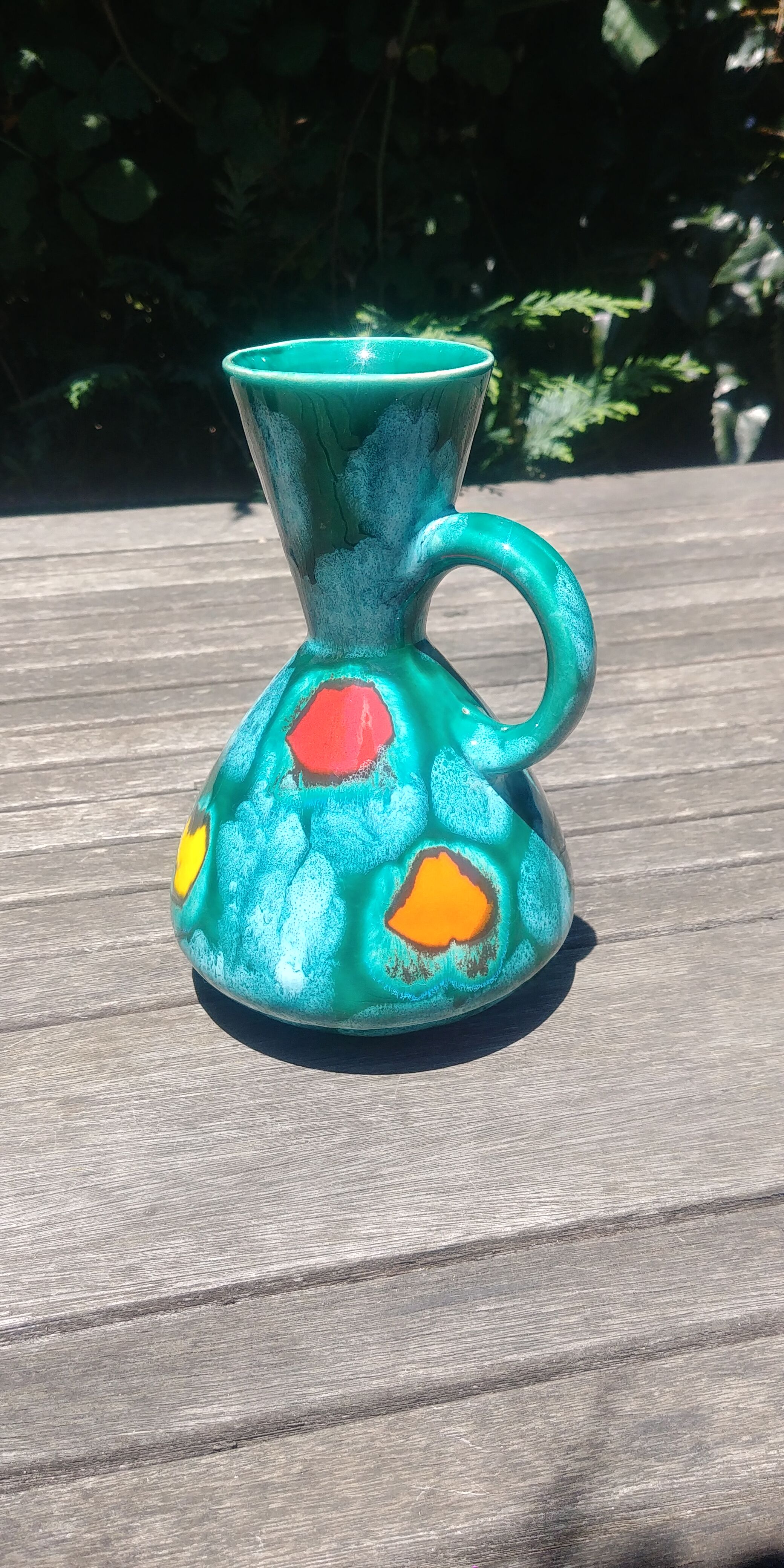 Small vase in glazed ceramic Vintage 60s signed Elise