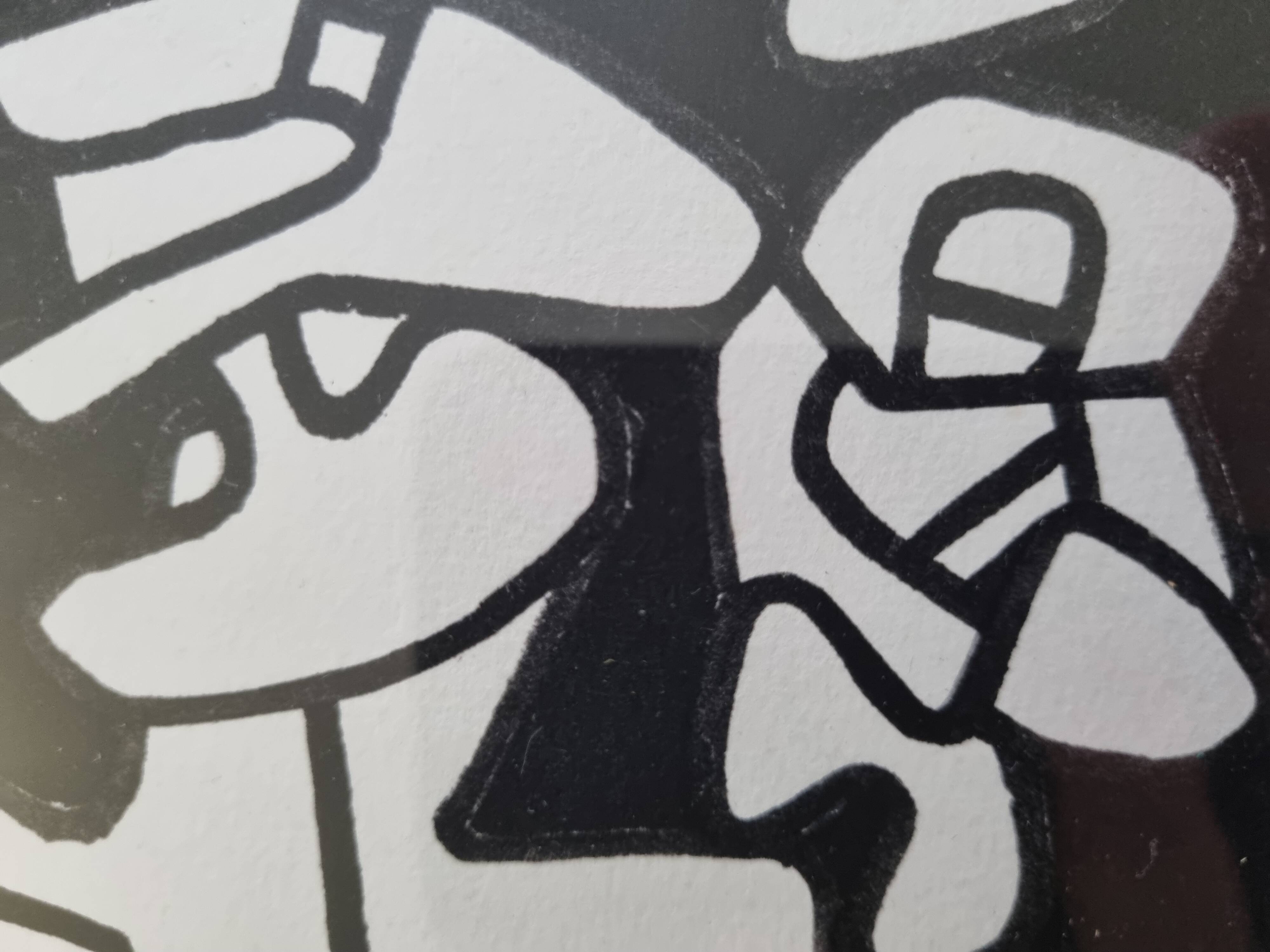 Screenprint after Jean Dubuffet framed under glass 26 cm by 32 cm