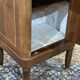 Bedside table in marquetry and white marble top, early 20th century