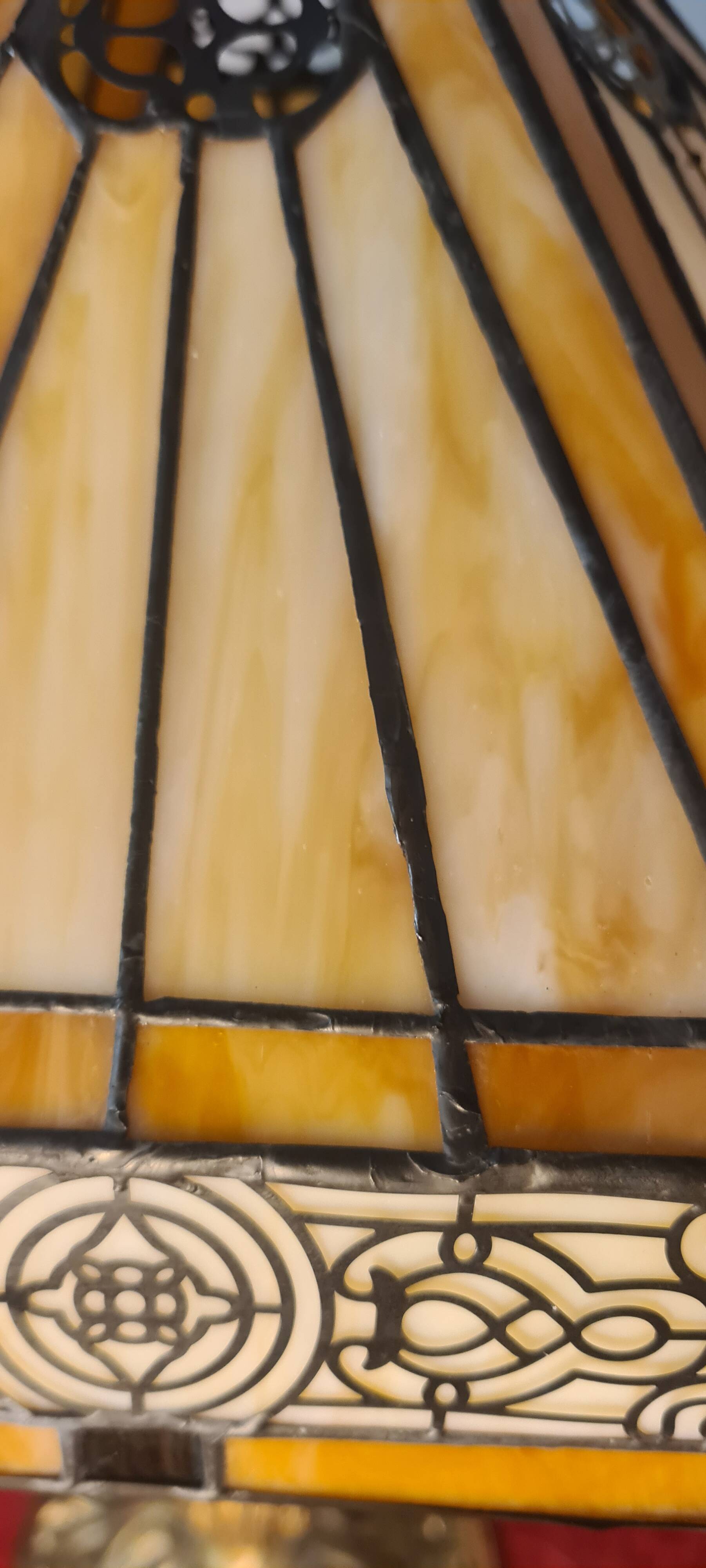 Antique art nouveau lamp with bronze base, 53x32 cm,