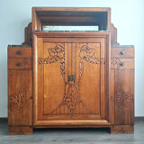 Art Deco buffet, marble trays, antique sideboard, display cabinet.